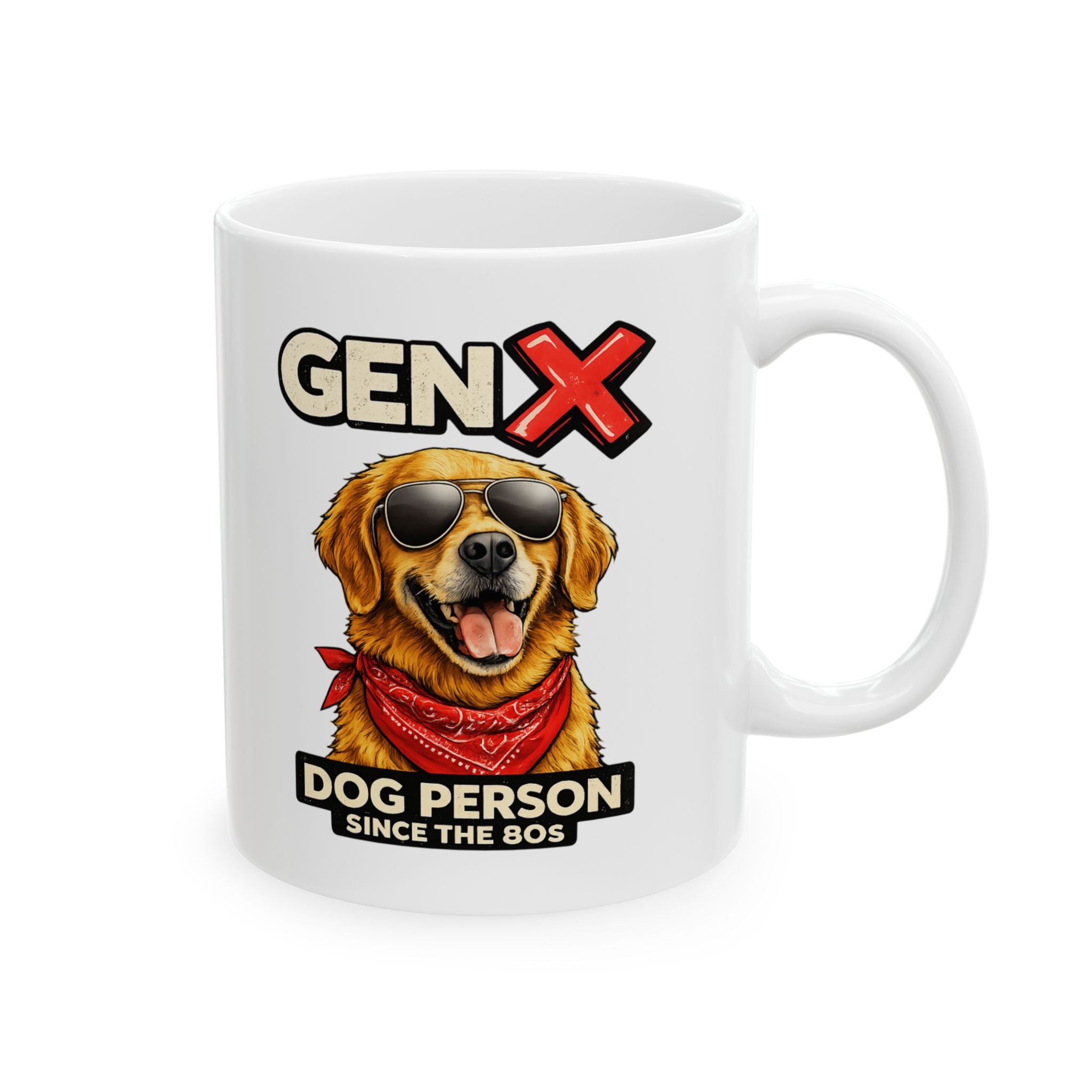 Gen X Dog Ceramic Mug | Retro Dog Illustration, Coffee Cup