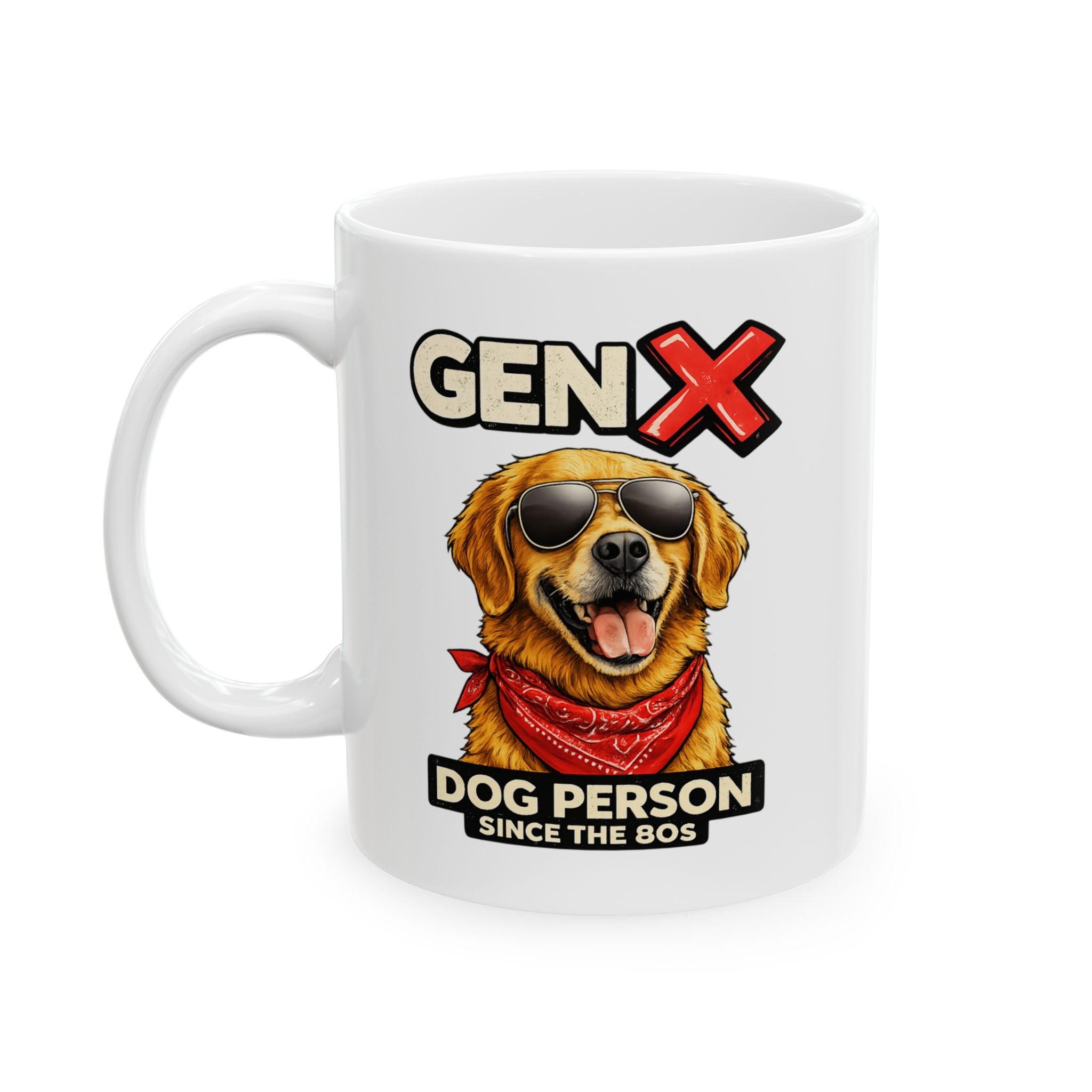 Gen X Dog Ceramic Mug | Retro Dog Illustration, Coffee Cup