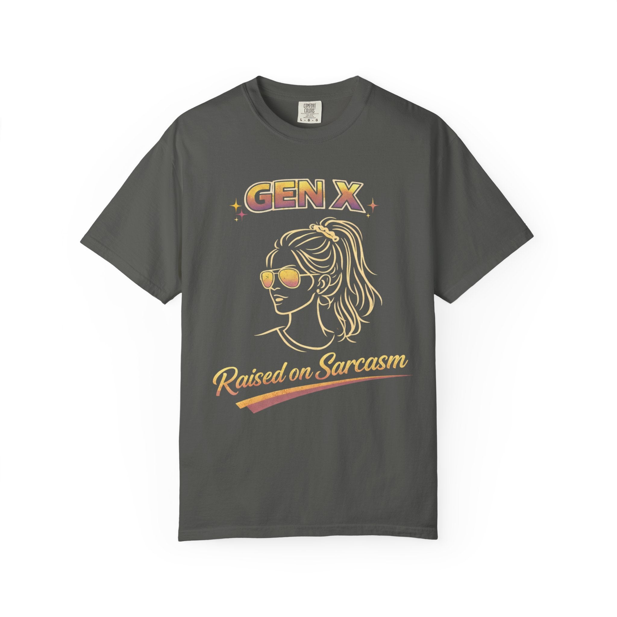 Gen X Raised on Sarcasm T-shirt | Comfort Colors, Retro 80s Style Graphic Tee