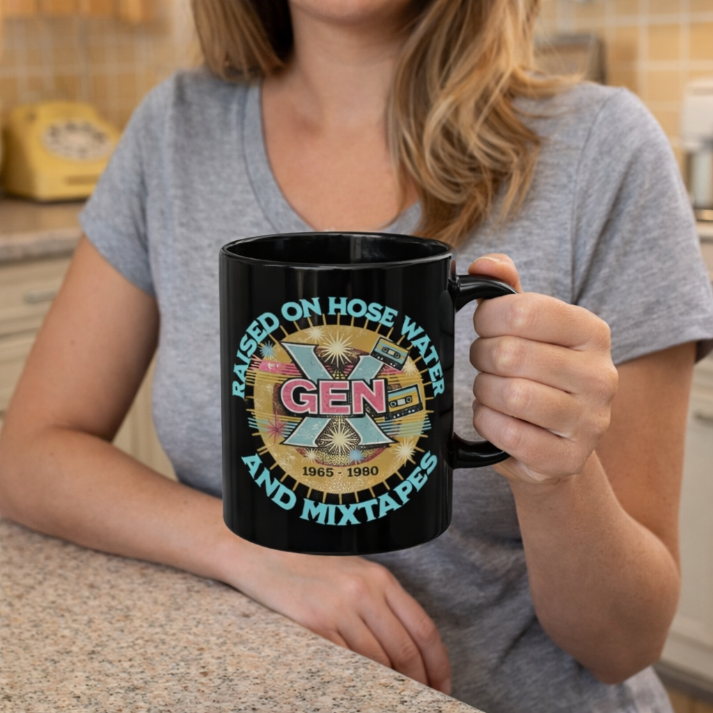 Raised on Hose Water and Mixtapes Mug | Black Ceramic Mug