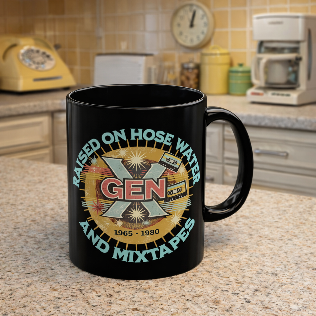 Raised on Hose Water and Mixtapes Mug | Black Ceramic Mug