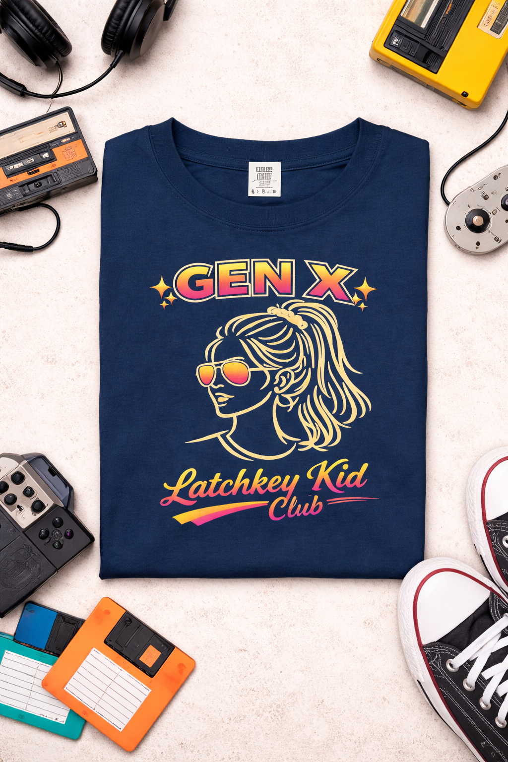 Gen X Latchkey Kid Club T-shirt | Comfort Colors, Retro 80s Neon Graphic Tee