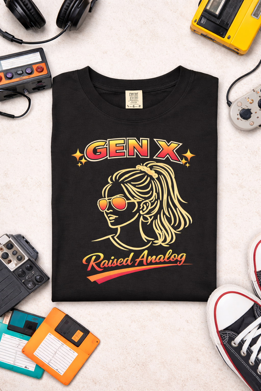 Gen X Raised Analog T-shirt | Comfort Colors, Retro 80s Sunglasses Graphic