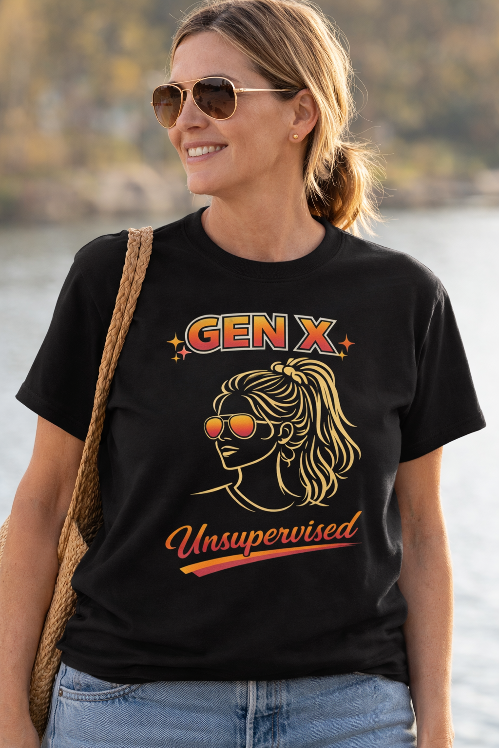 Gen X Unsupervised T-Shirt | Retro 80s Sunglasses Portrait, Comfort Colors