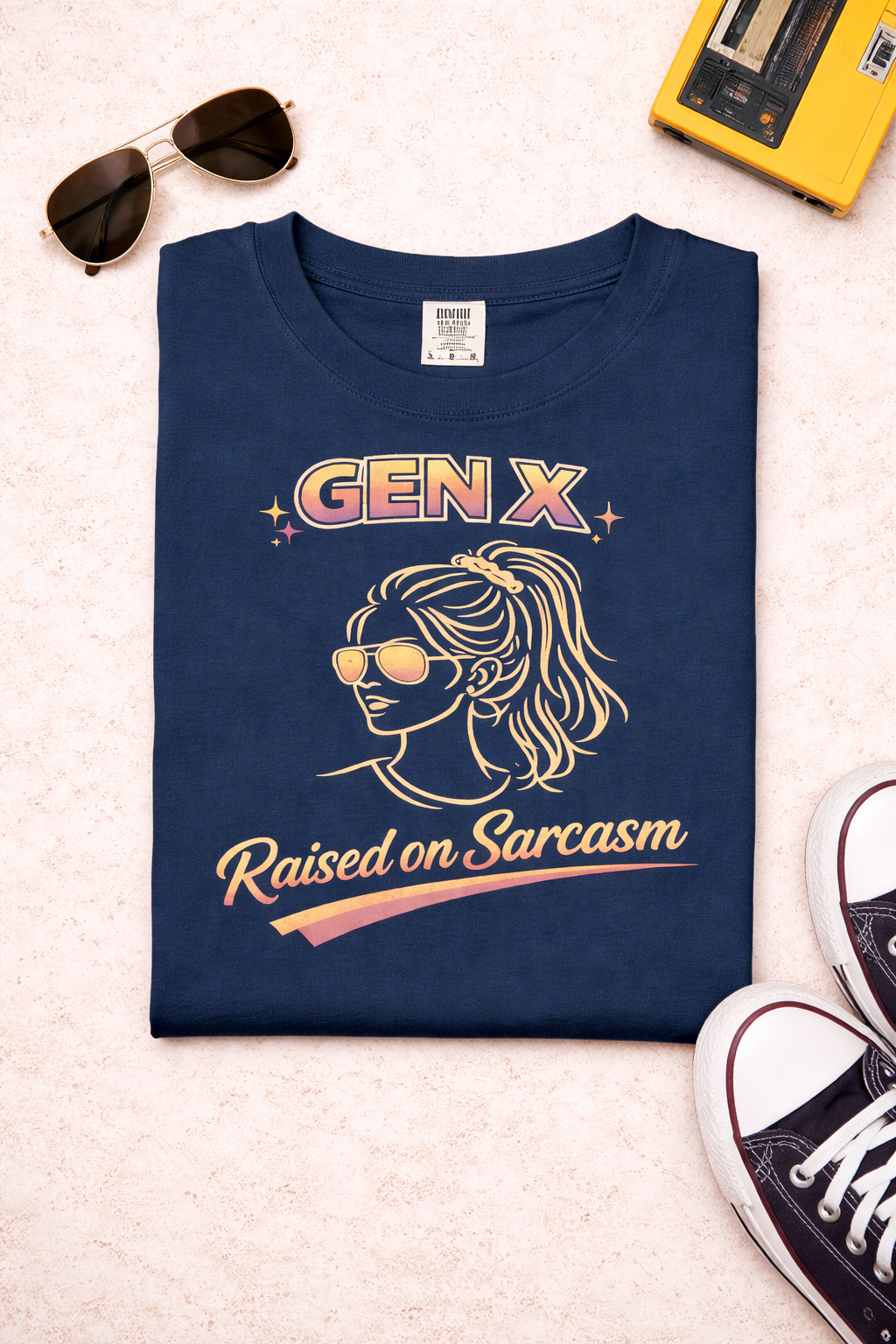 Gen X Raised on Sarcasm T-shirt | Comfort Colors, Retro 80s Style Graphic Tee