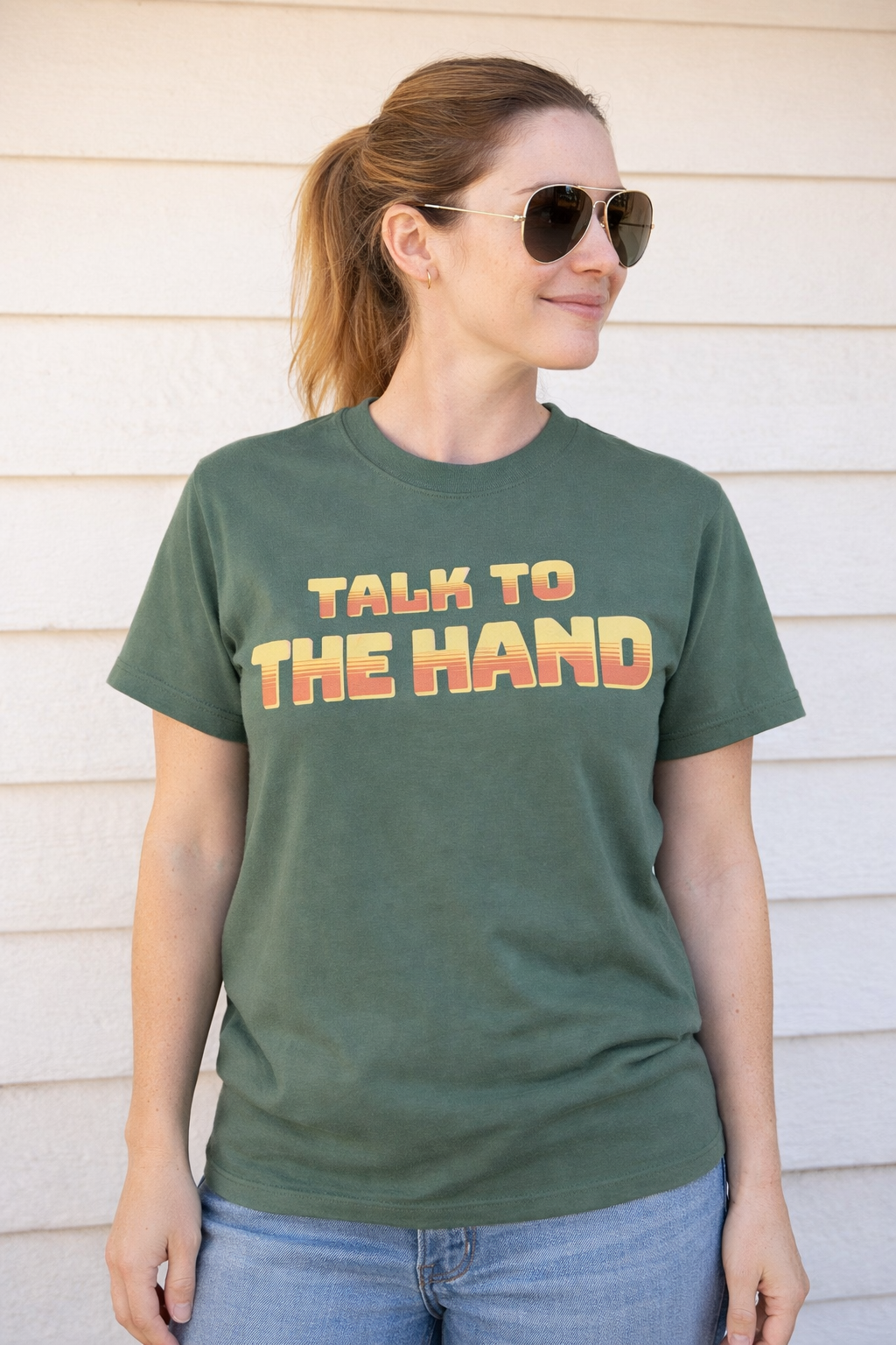 Talk to the Hand Retro Text T-Shirt | Comfort Colors