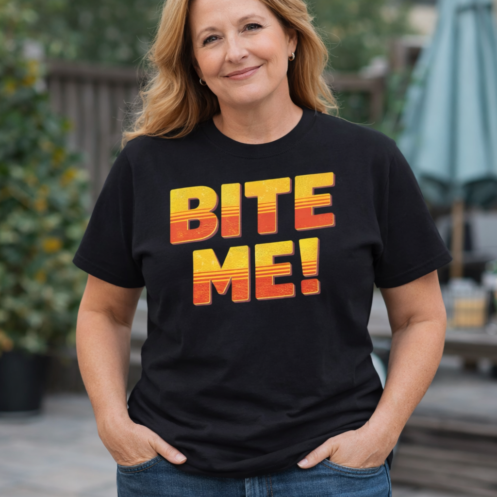 Bite Me retro sunset typography T-Shirt, Comfort Colors tee