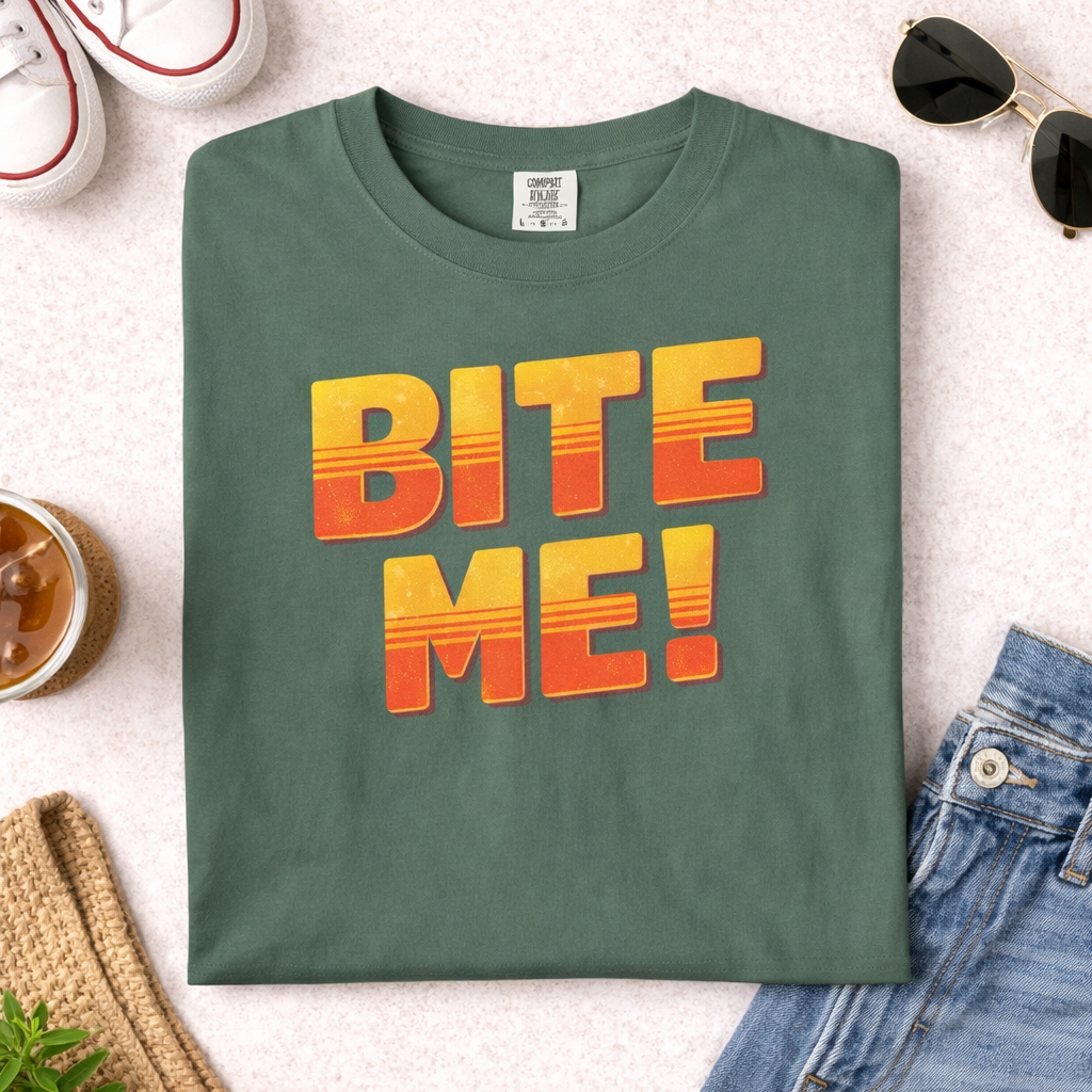 Bite Me retro sunset typography T-Shirt, Comfort Colors tee