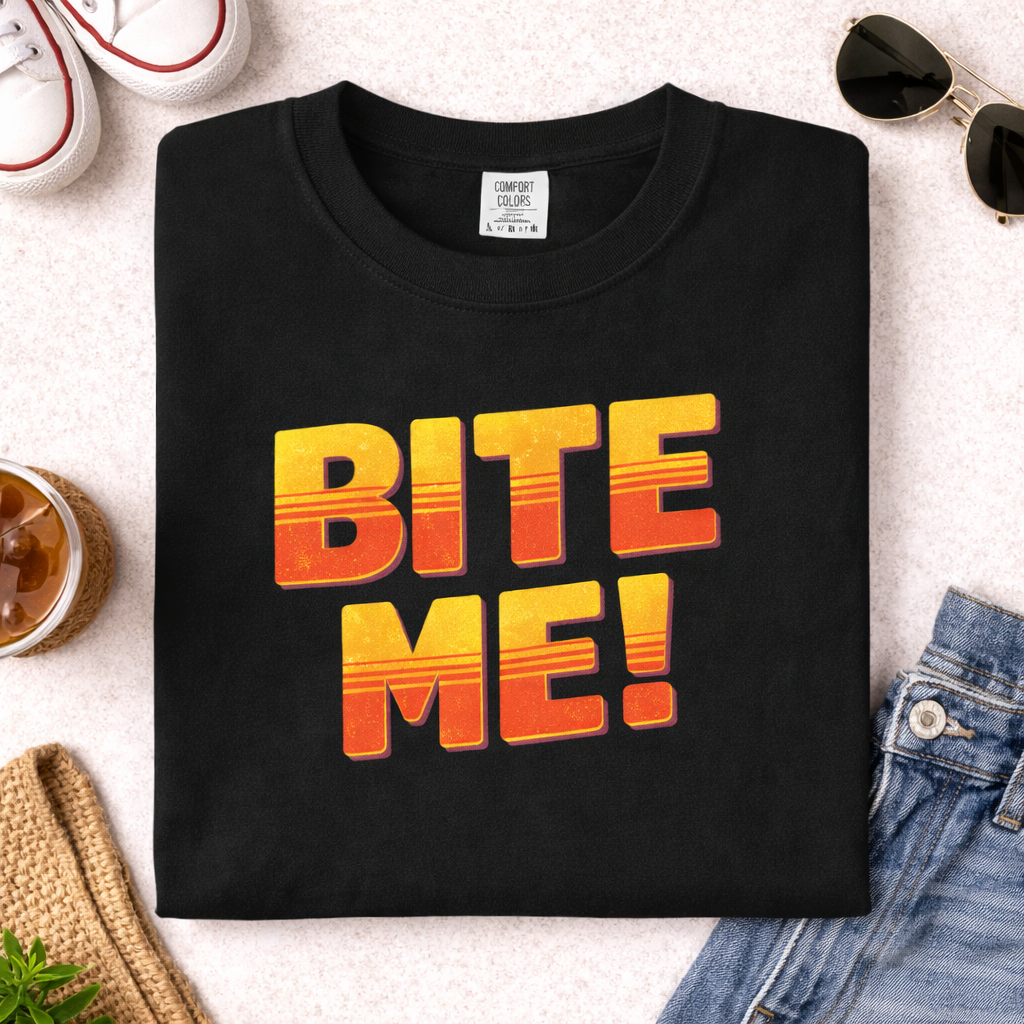 Bite Me retro sunset typography T-Shirt, Comfort Colors tee