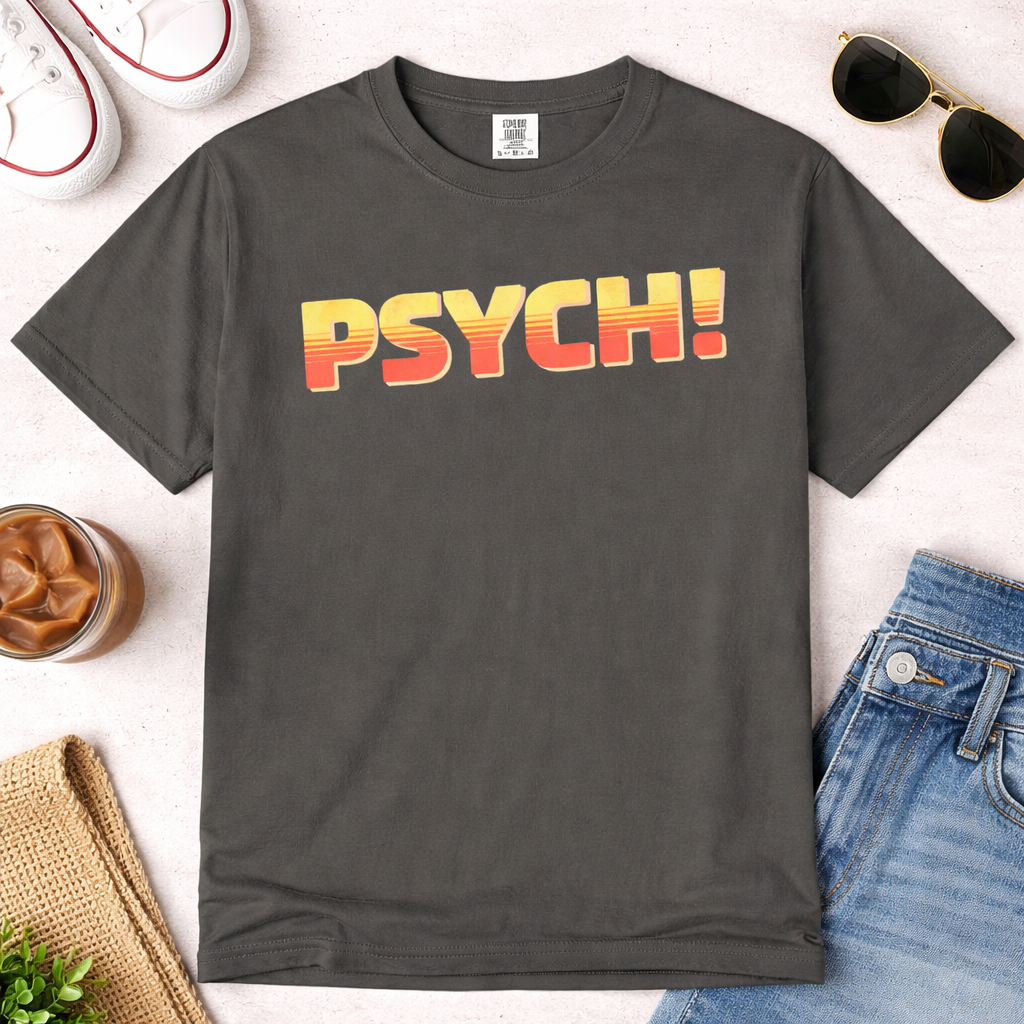 PSYCH! Retro Gradient Text T-shirt | Comfort Colors