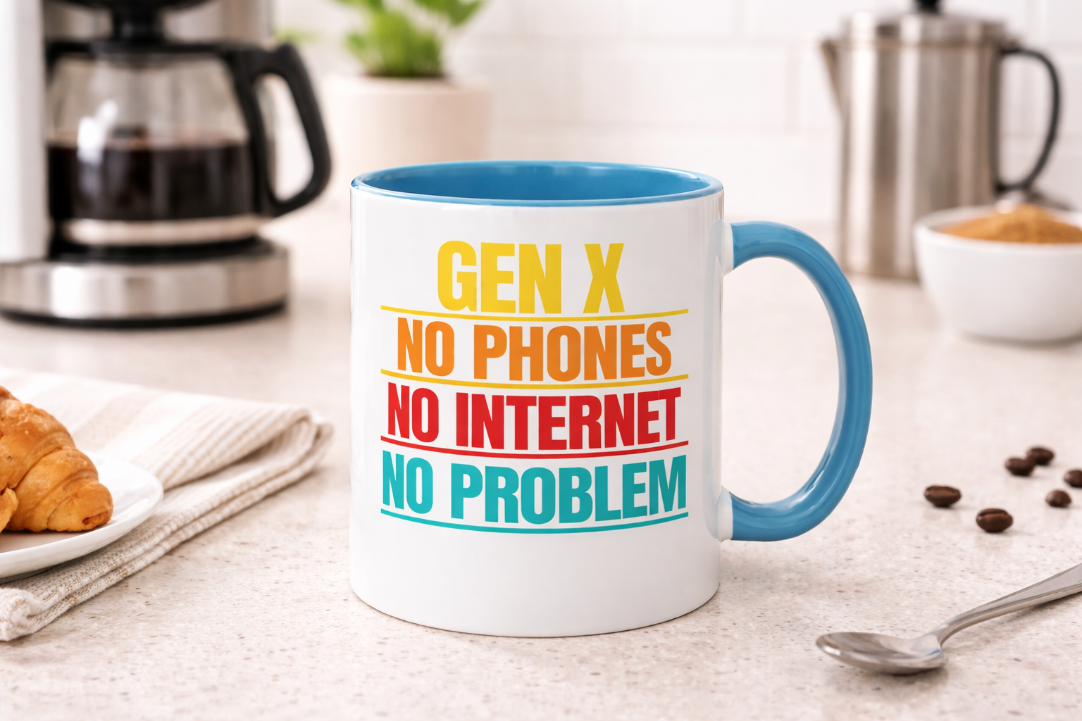 Gen X No Phones No Internet No Problem Coffee Mug Accent Mug multiple colors
