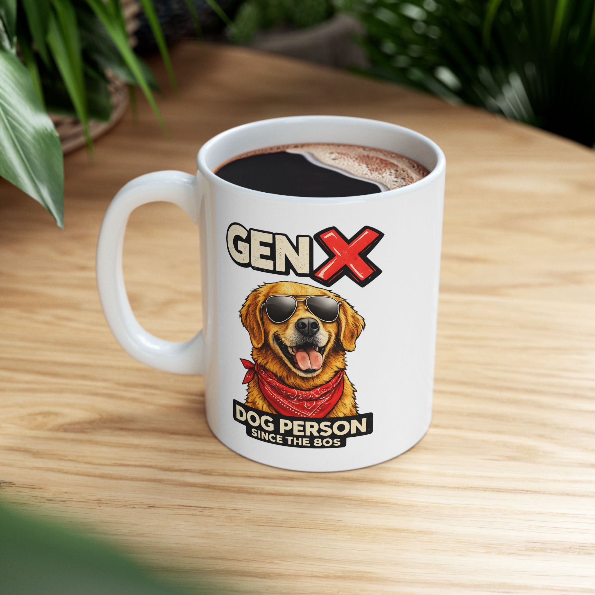 Gen X Dog Ceramic Mug | Retro Dog Illustration, Coffee Cup