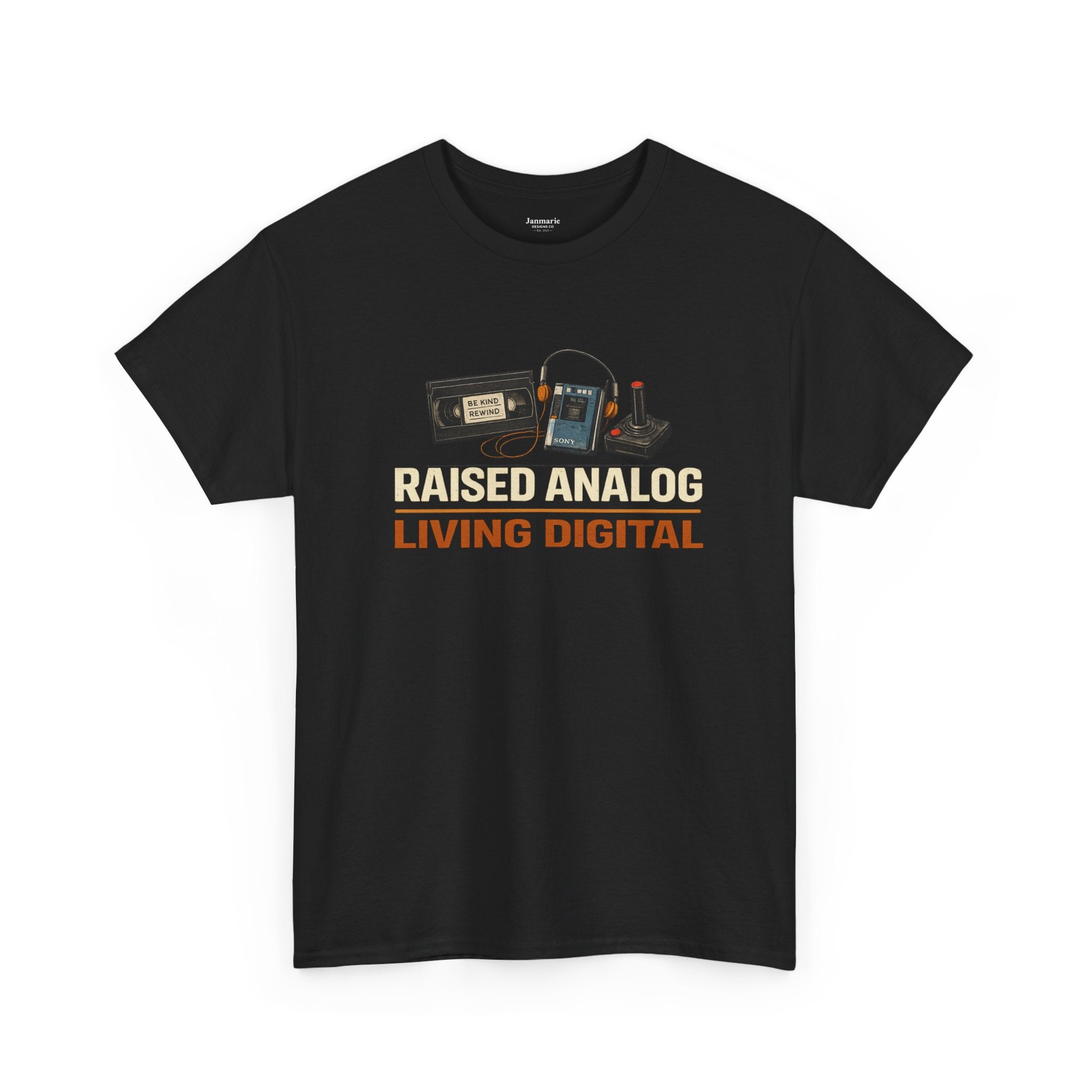 Raised Analog Living Digital T-Shirt, Retro Gen X Nostalgia Tee, Vintage Tech Cassette Shirt, Funny Gen X Gift