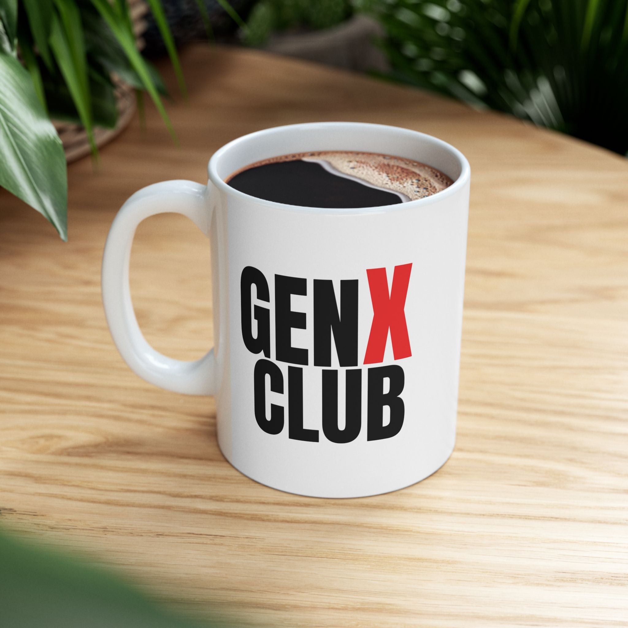GEN X Club Mug | Bold Red & Black Text, Ceramic Coffee Cup