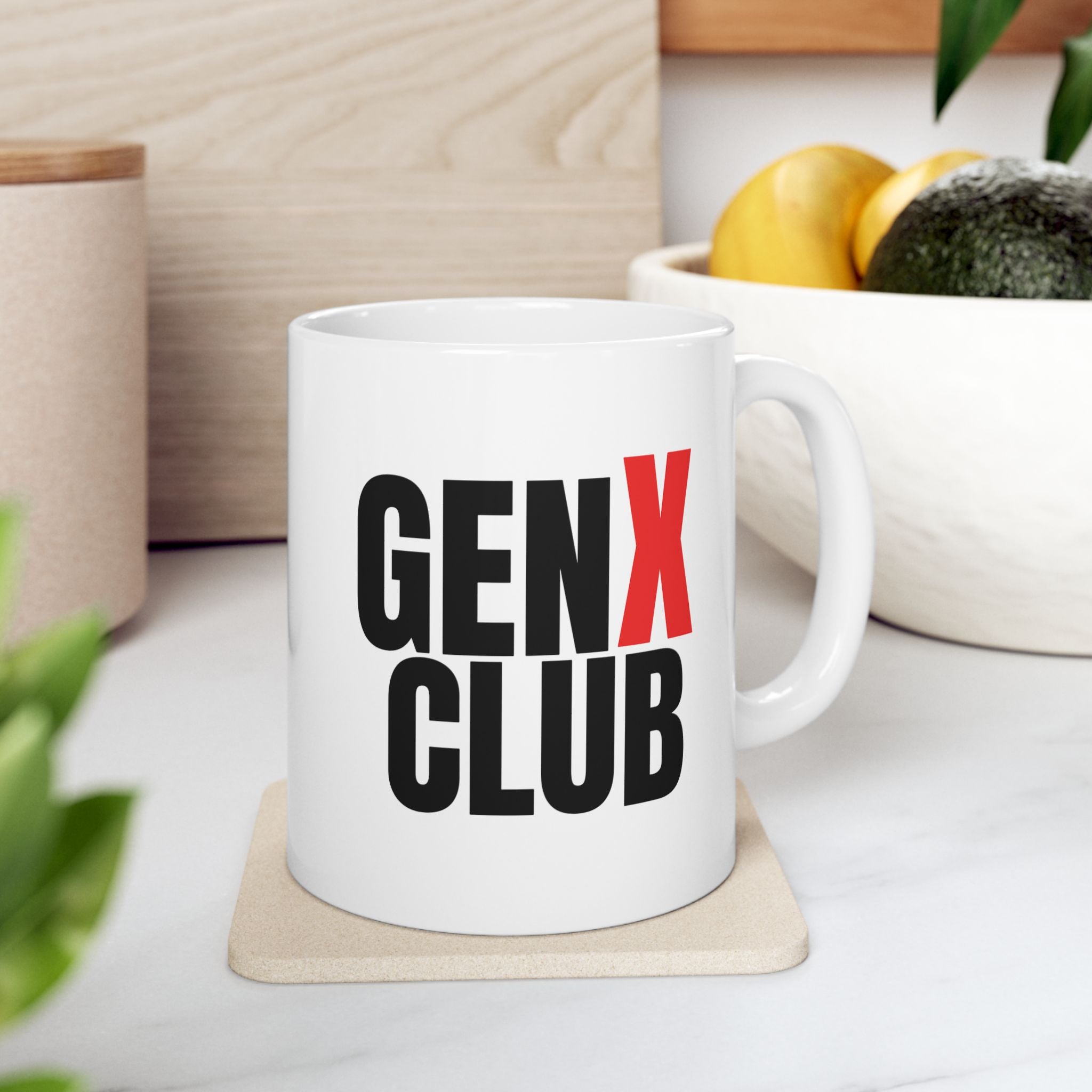 GEN X Club Mug | Bold Red & Black Text, Ceramic Coffee Cup