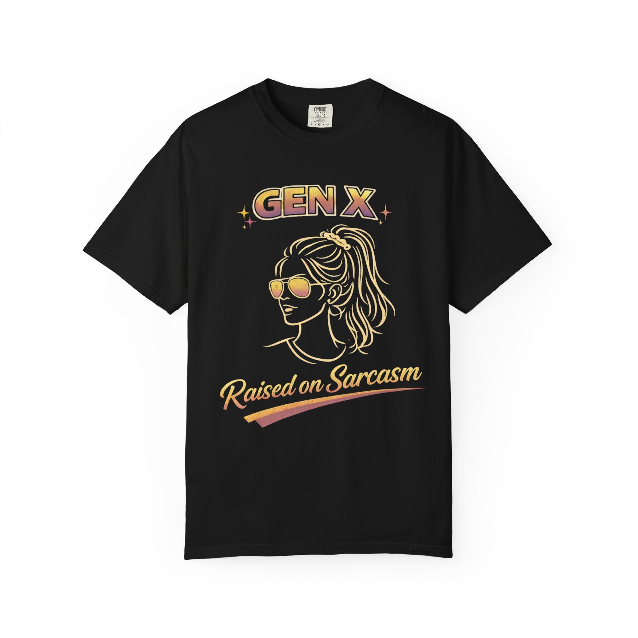 Gen X Raised on Sarcasm T-shirt | Comfort Colors, Retro 80s Style Graphic Tee